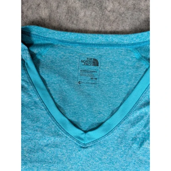 The North Face Womens Blue Heathered V Neck‎ Short Sleeve Athletic T Shirt M M - Picture 4 of 7